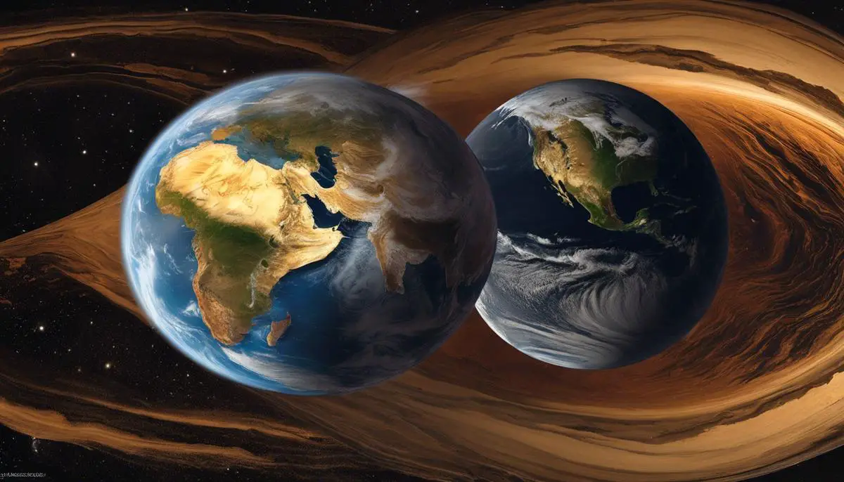 Image depicting the geological processes of Venus and Earth, showcasing their distinct features and differences.