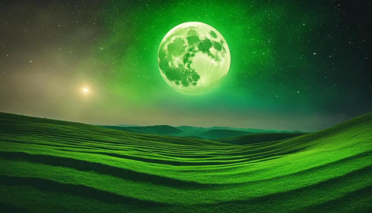 Image depicting the concept of the Green Moon with dashes instead of spaces