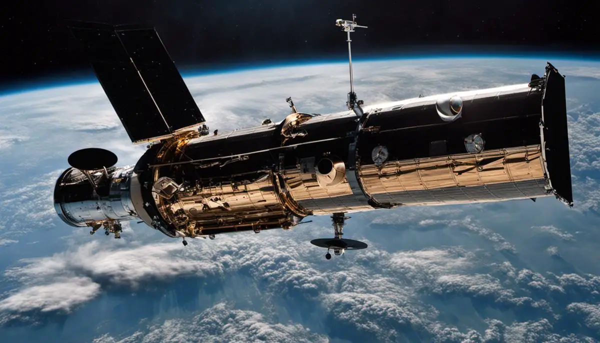 Image of the Hubble Space Telescope, a space-based telescope that has contributed significantly to astronomical research and the understanding of the universe.