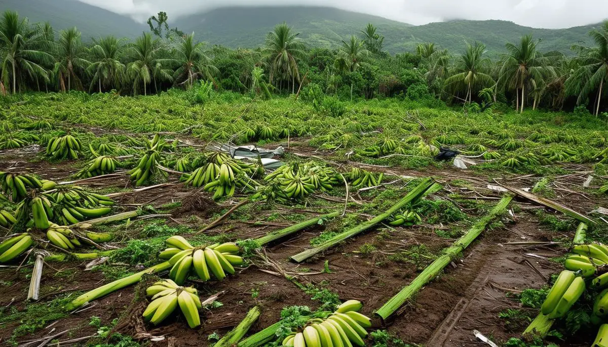 A Puerto Rican plantain farm severely damaged by Hurricane Ernesto