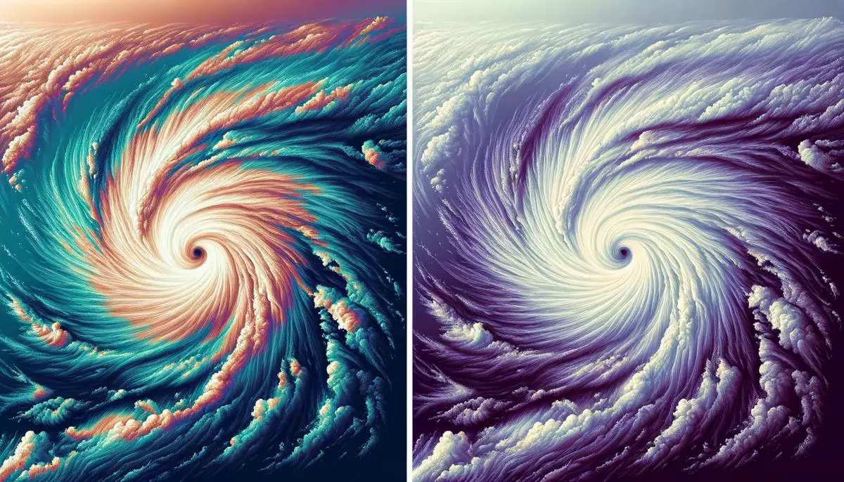 Side-by-side comparison of hurricane intensity from the 1980s and today, showing larger, more intense storms in the present