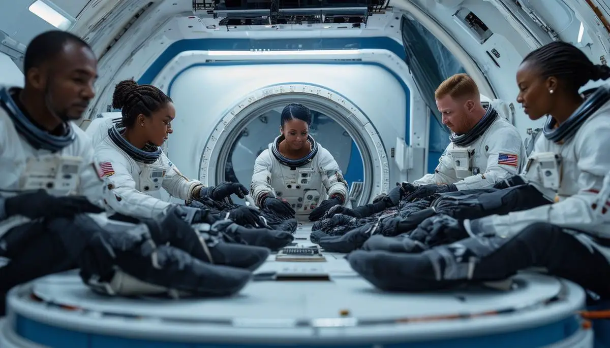 The diverse Inspiration4 crew undergoing centrifuge training, preparing for their space mission