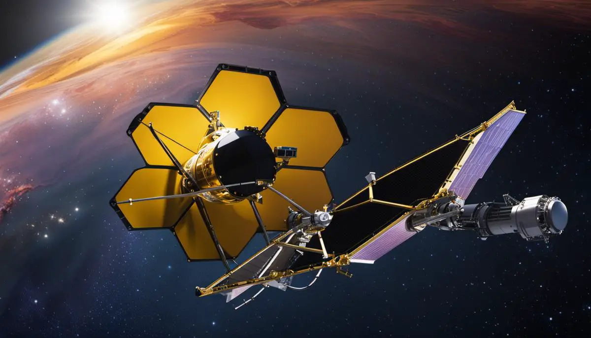 Illustration of the James Webb Space Telescope orbiting in space