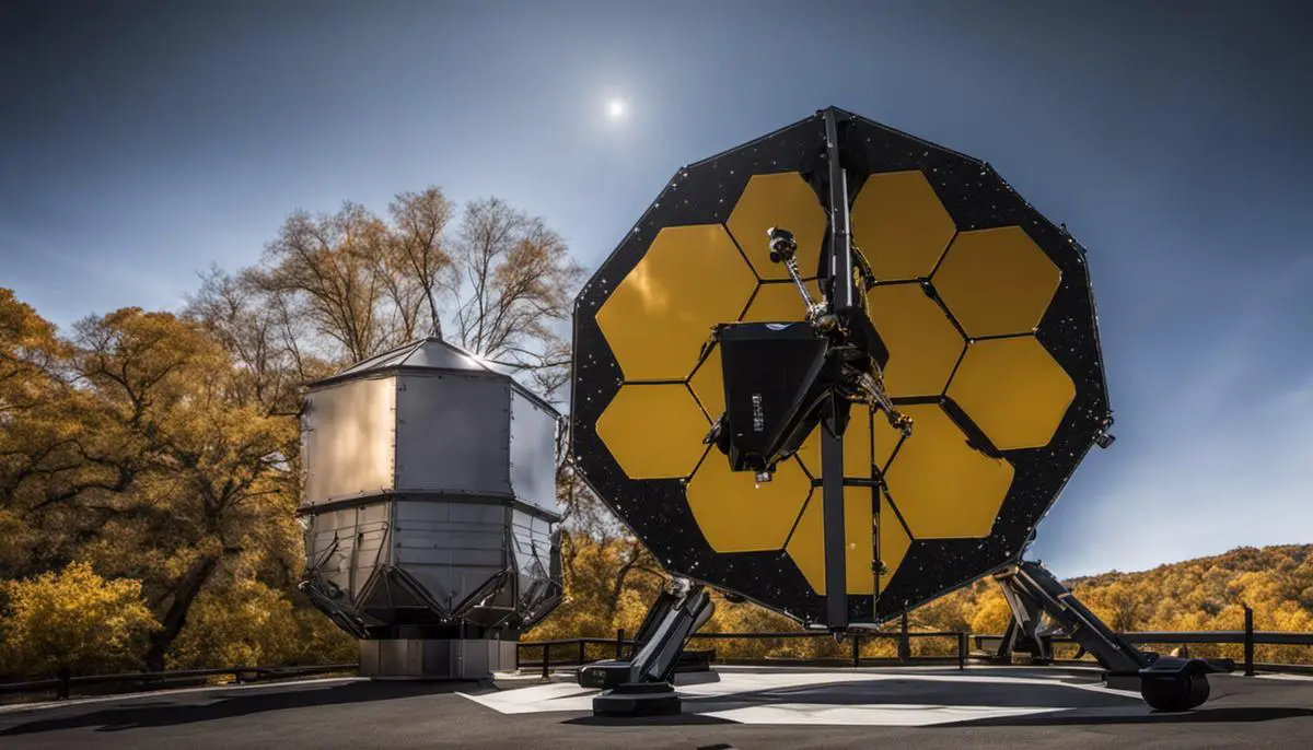 Image of the James Webb Space Telescope, showcasing its advanced technology and capabilities for studying exoplanets