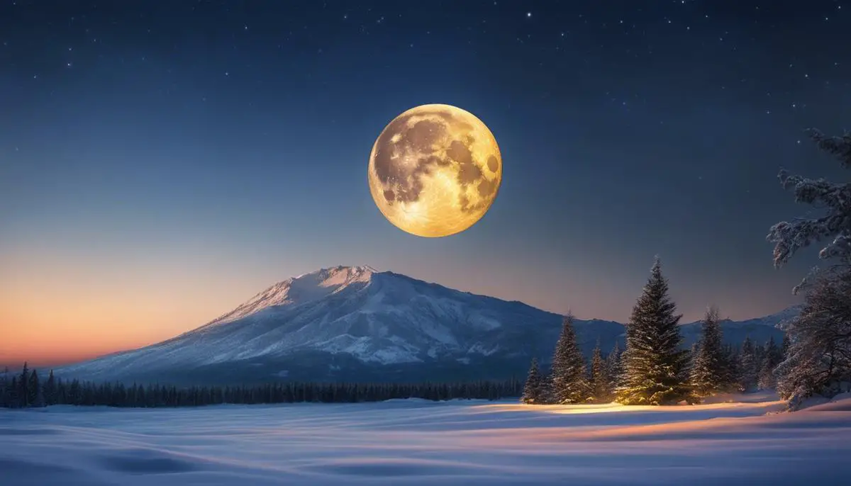 Illustration of the January 2024 Full Moon shining brightly in the sky