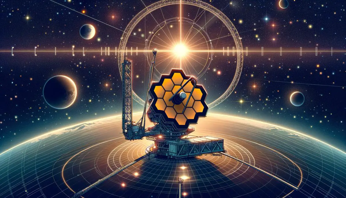 Diagram showing the James Webb Space Telescope's position at the L2 Lagrange point, 1.5 million kilometers from Earth