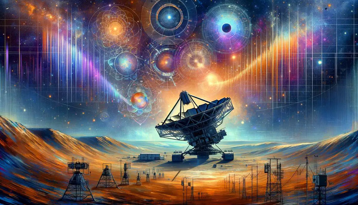 James Webb Space Telescope observing distant exoplanets, with data readouts in the foreground