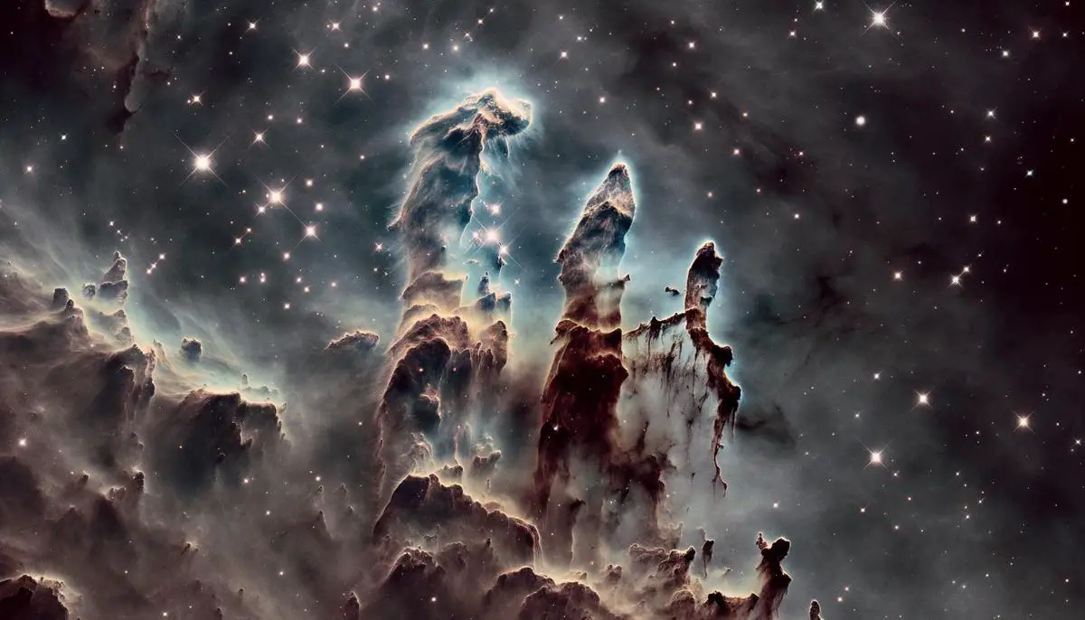 JWST image of the Pillars of Creation in the Eagle Nebula