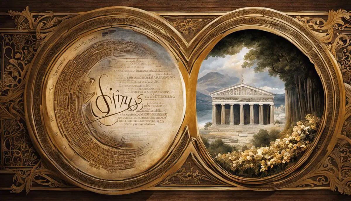 Image depicting the linguistic roots of the word 'Sirius', showing ancient Greek and modern Greek letters intertwined.