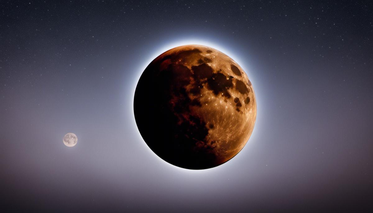 An image of a lunar eclipse showing the Moon partially covered by Earth's shadow.