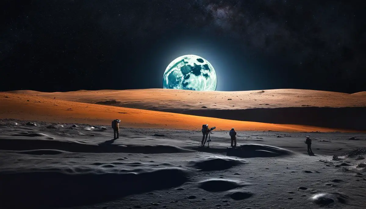 Image of scientists studying the moon's influence on Earth's environment and its denizens