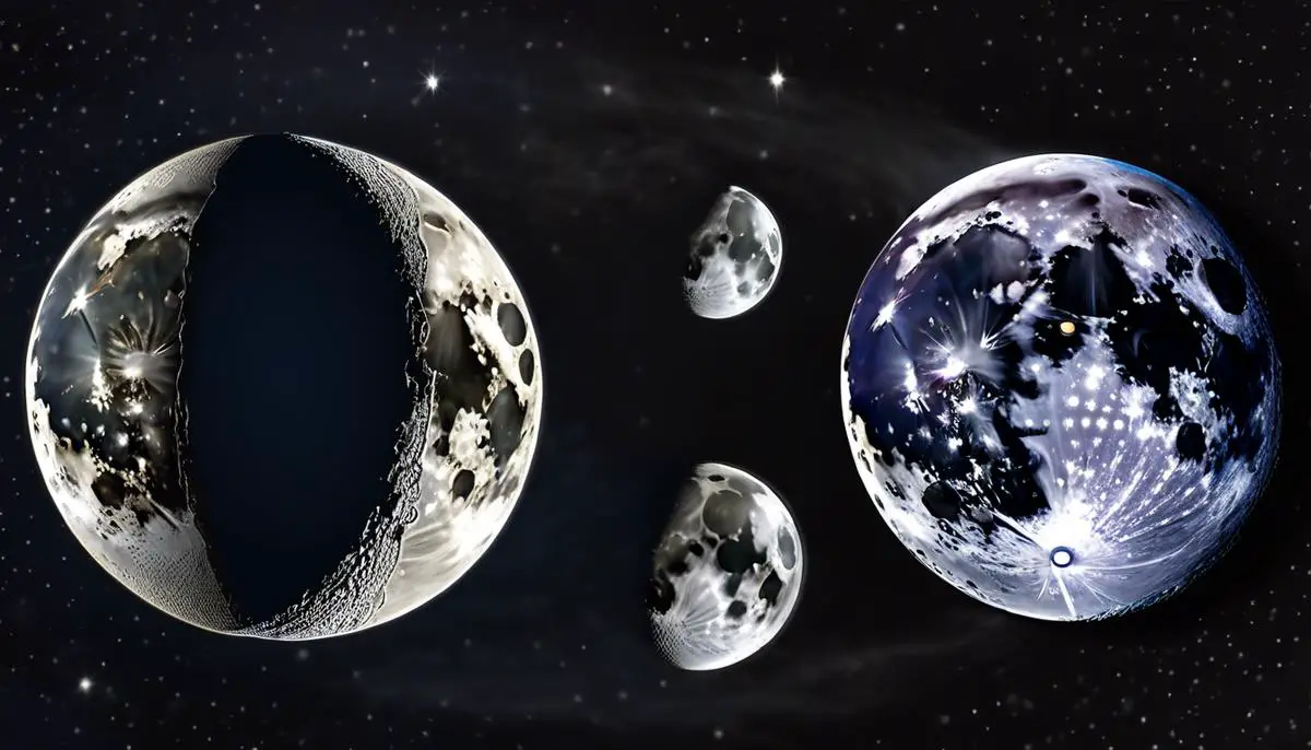 Image illustrating various lunar phases and their potential impact on sleep patterns.