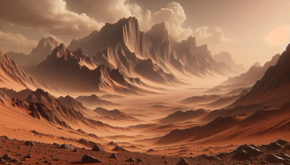 A highly detailed and realistic virtual Martian landscape rendered using the Unreal Engine