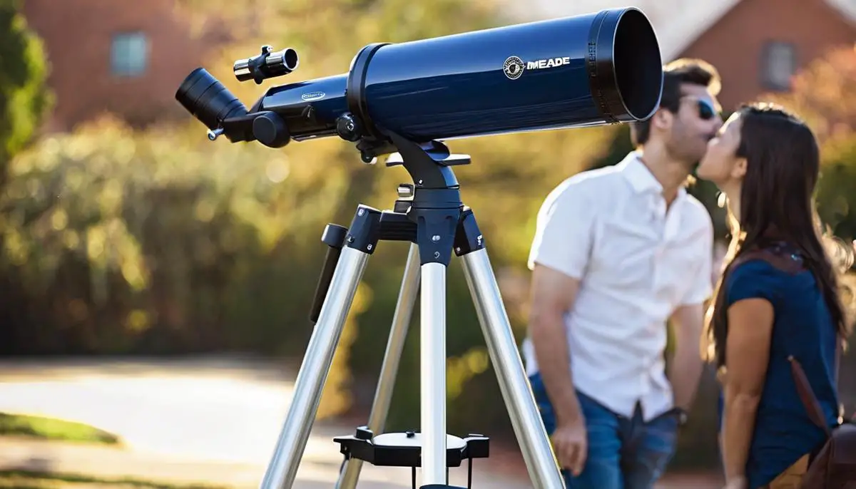 Meade 209006 Infinity 102 AZ Refractor Telescope - an image of the Meade Infinity 102 AZ Refractor Telescope for a visually impaired person to understand.