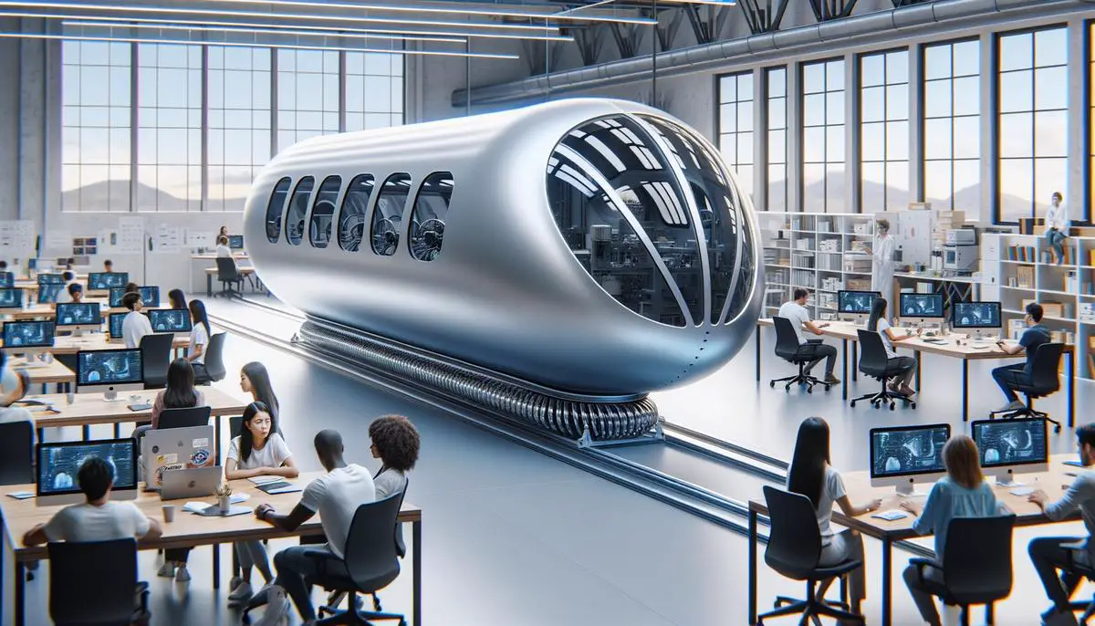 MIT's Hyperloop pod prototype, showcasing its sleek design and magnet-based levitation system