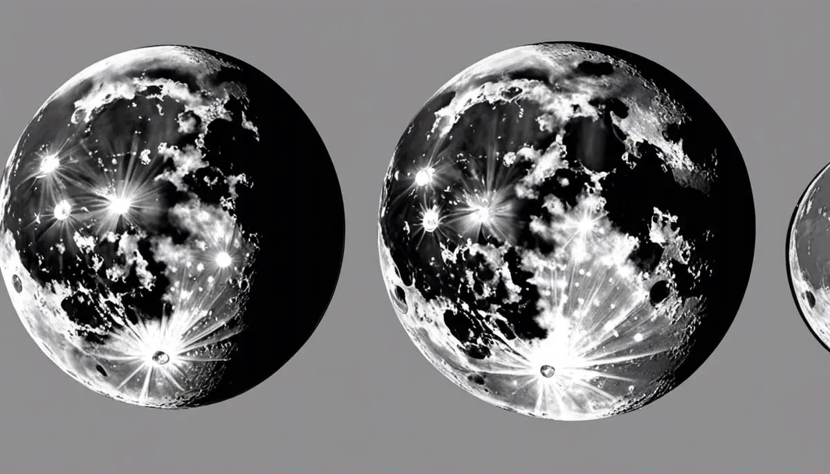 Image depicting the different phases of the moon, showing crescent, gibbous, and full moon stages