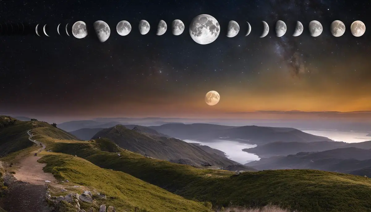 Image depicting different phases of the moon during its lunar cycle