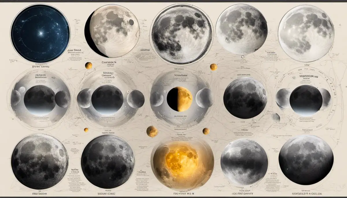 Illustration of moon phases in September 2023