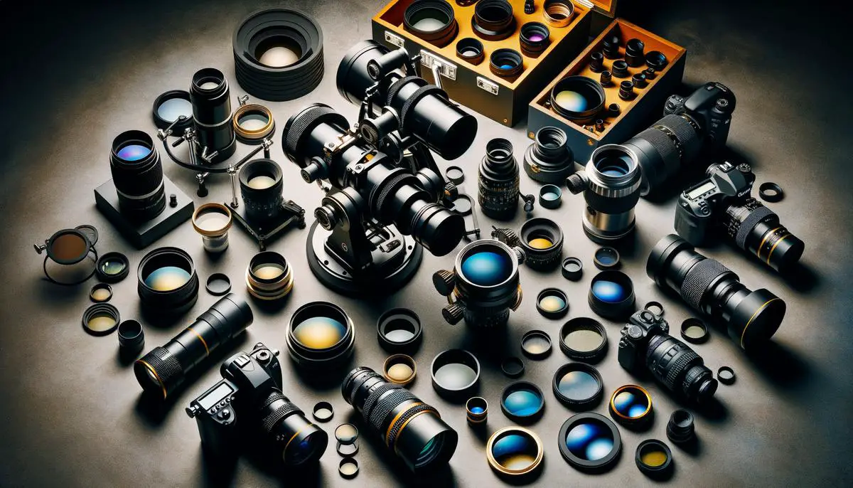 Various astronomy accessories like eyepieces, filters, and astrophotography gear to enhance stargazing experience