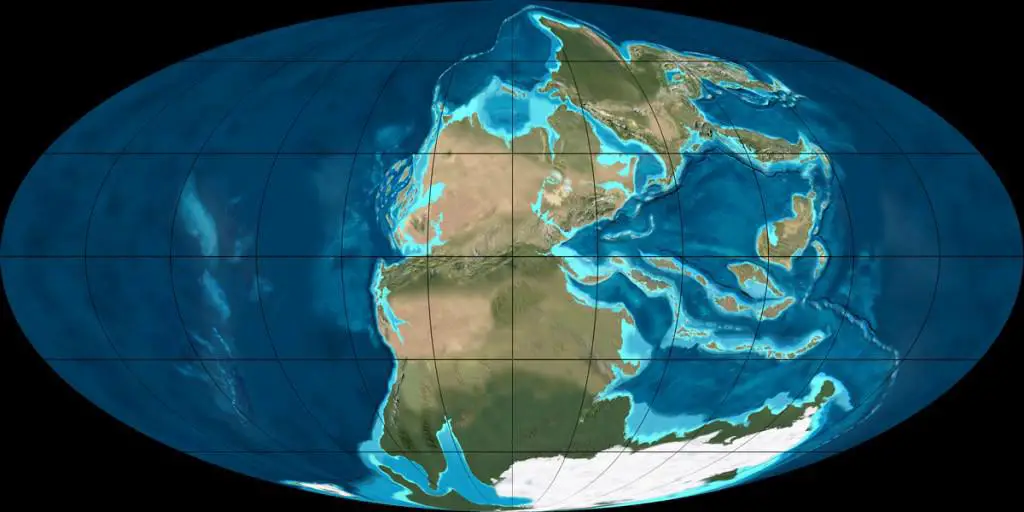 Animated sequence showing the gradual movement of continents forming Pangea Ultima over 250 million years