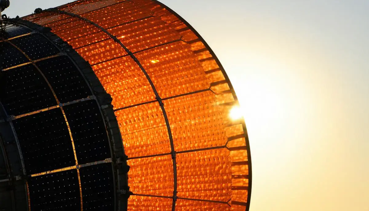 Close-up of Parker Solar Probe's heat shield with the sun in the background