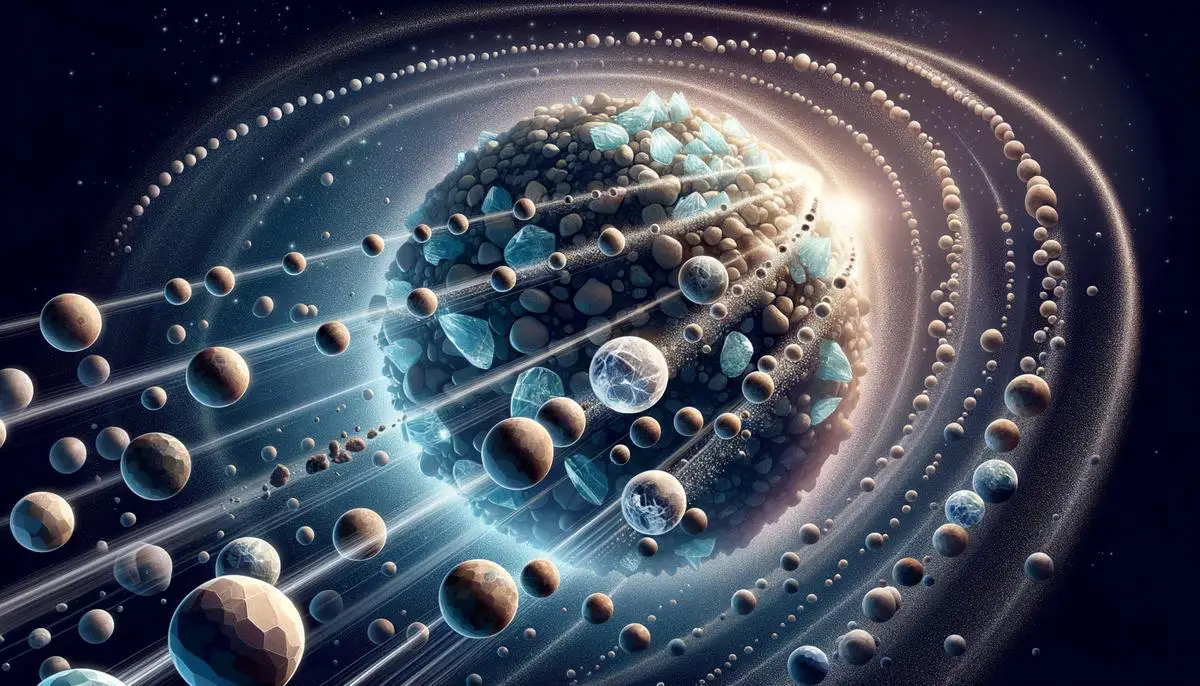 Illustration of pebble accretion process in Earth's early formation