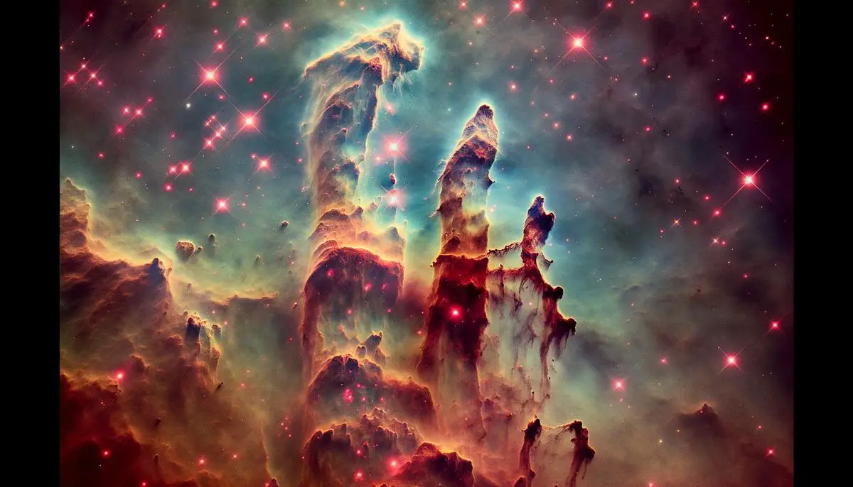 JWST near-infrared image of the Pillars of Creation showing embedded protostars