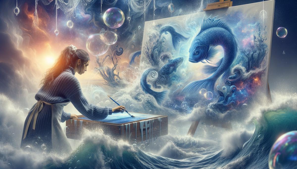 A person representing Pisces painting emotions on a canvas
