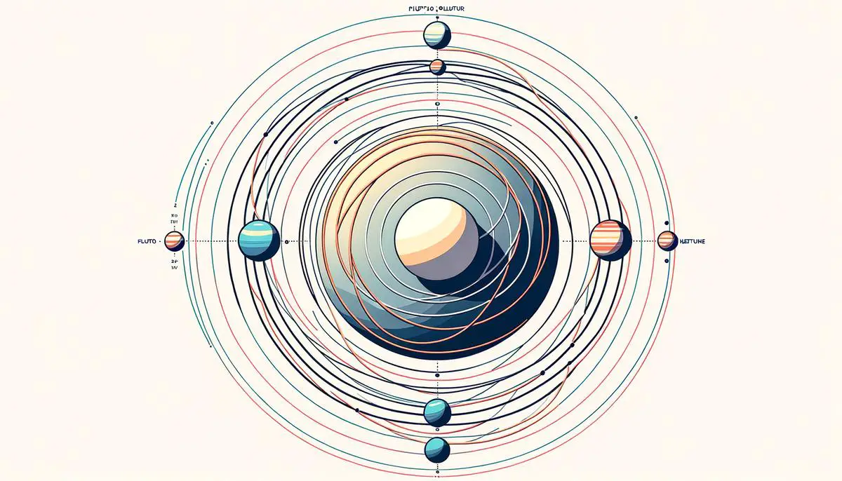 Diagram showing Pluto's elliptical orbit crossing Neptune's orbit