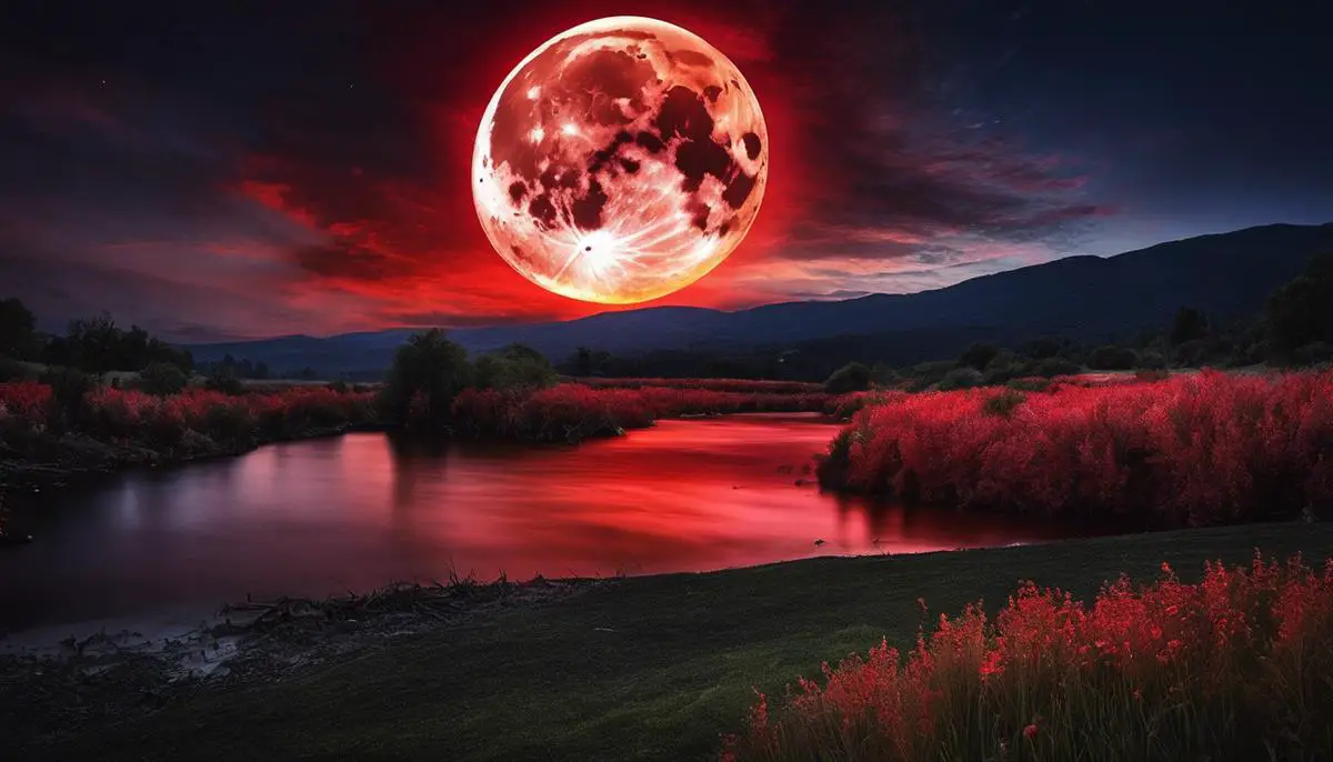 Image of a Red Moon in the night sky, symbolizing its captivating nature and intriguing colors.