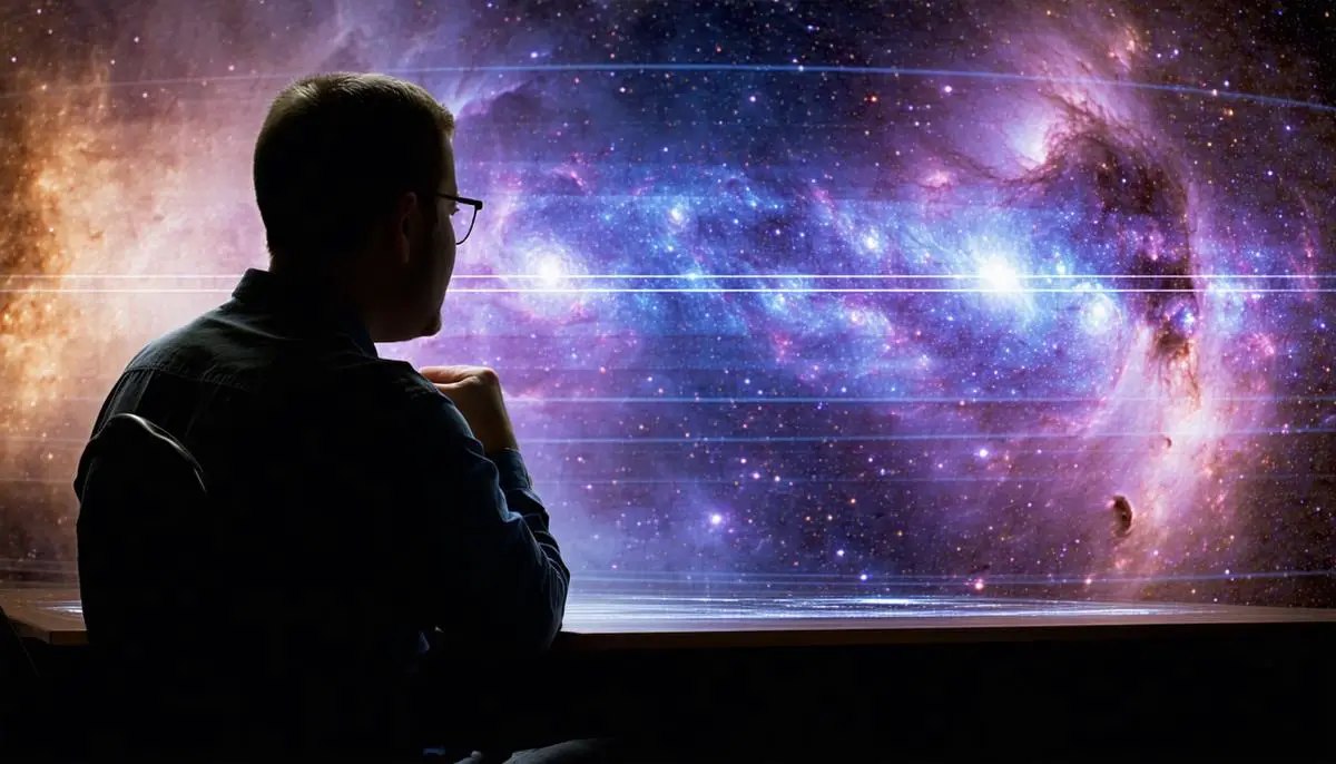 A scientist contemplating a revised cosmic timeline projection