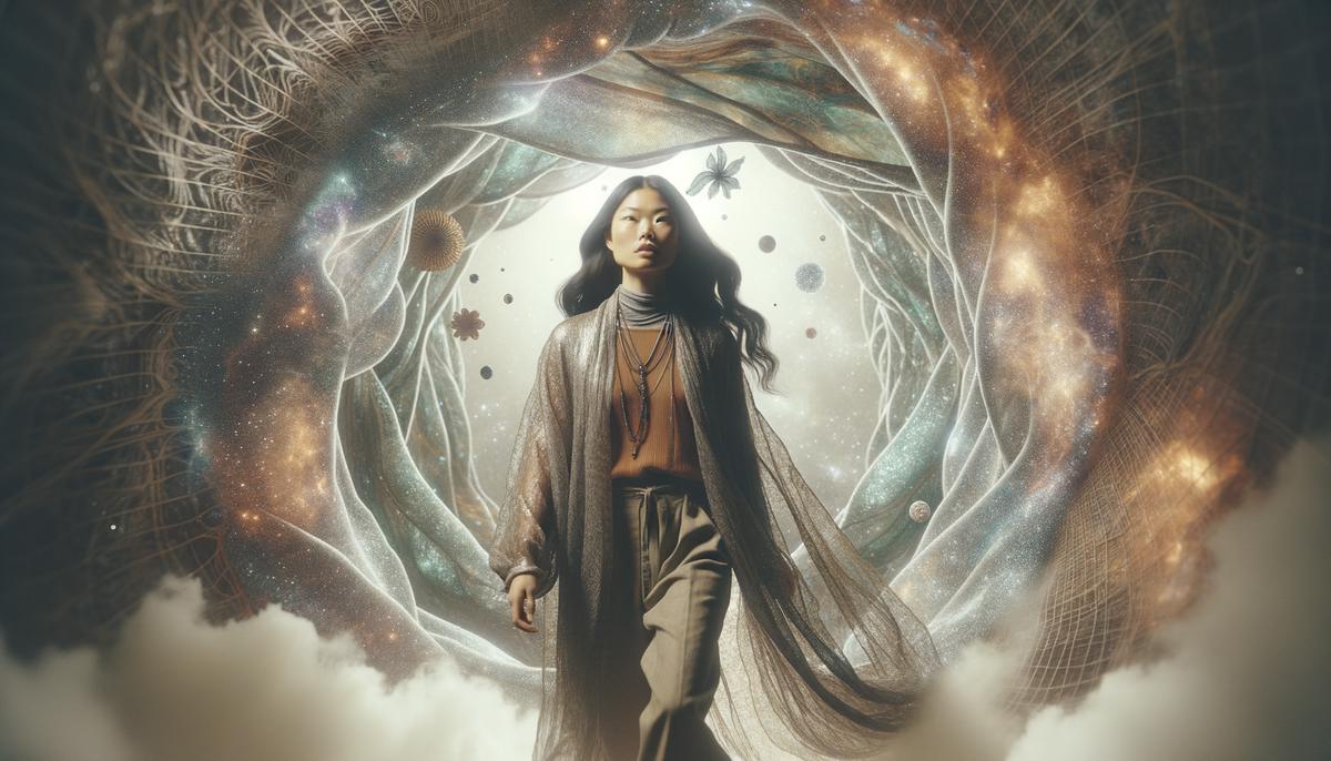 A person emerging from a cocoon-like structure made of swirling energy, symbolizing Scorpio's intuitive transformation