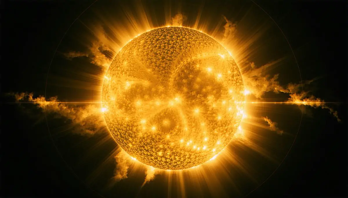 An illustration showing the 11-year solar cycle with sunspot activity increasing and decreasing