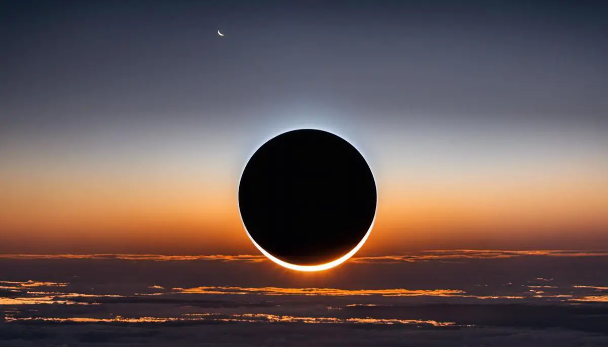 A stunning image of the solar eclipse, with its crescent shape and the moon covering most of the sun, taken in Omsk, Russia