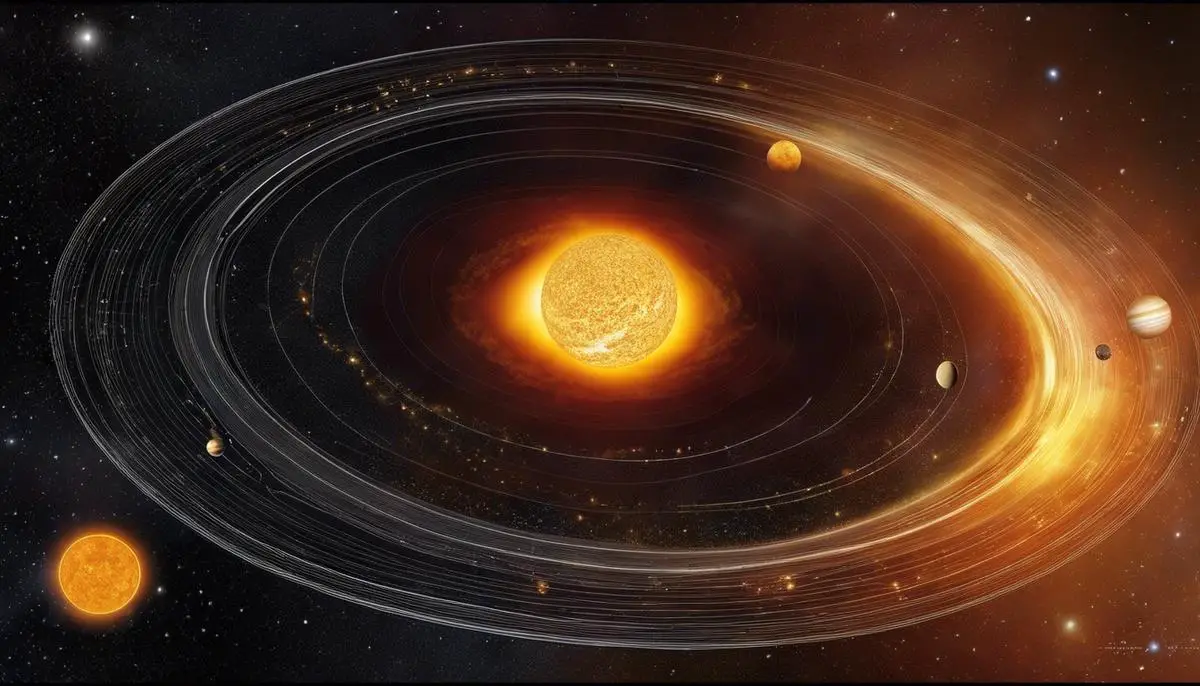 Illustration of the Sun's role in fueling the dynamics of the solar system.