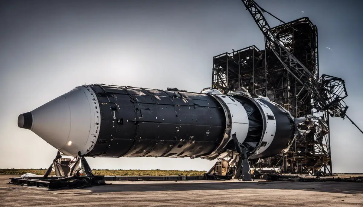 An image showing the aftermath of a damaged SpaceX launch pad to highlight the impact of launch pad damages on space missions.