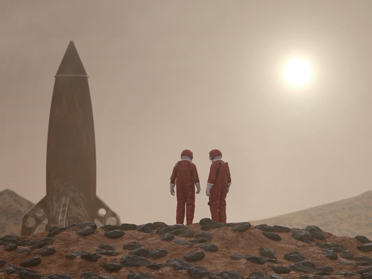 An image showcasing SpaceX's visionary goals of Martian exploration and colonization