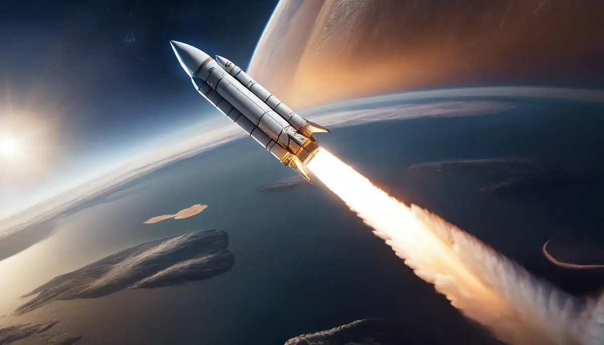 Image depicting a rocket launching into space representing the resource management strategies of SpaceX