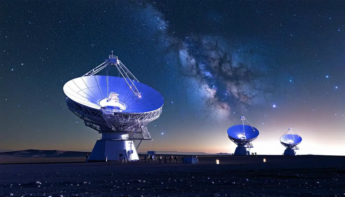Artist's impression of the Square Kilometer Array telescope observing the night sky