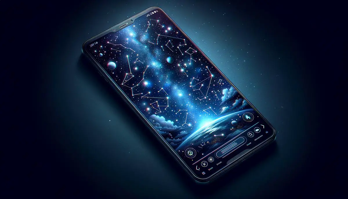 A smartphone displaying the interface of a popular stargazing app