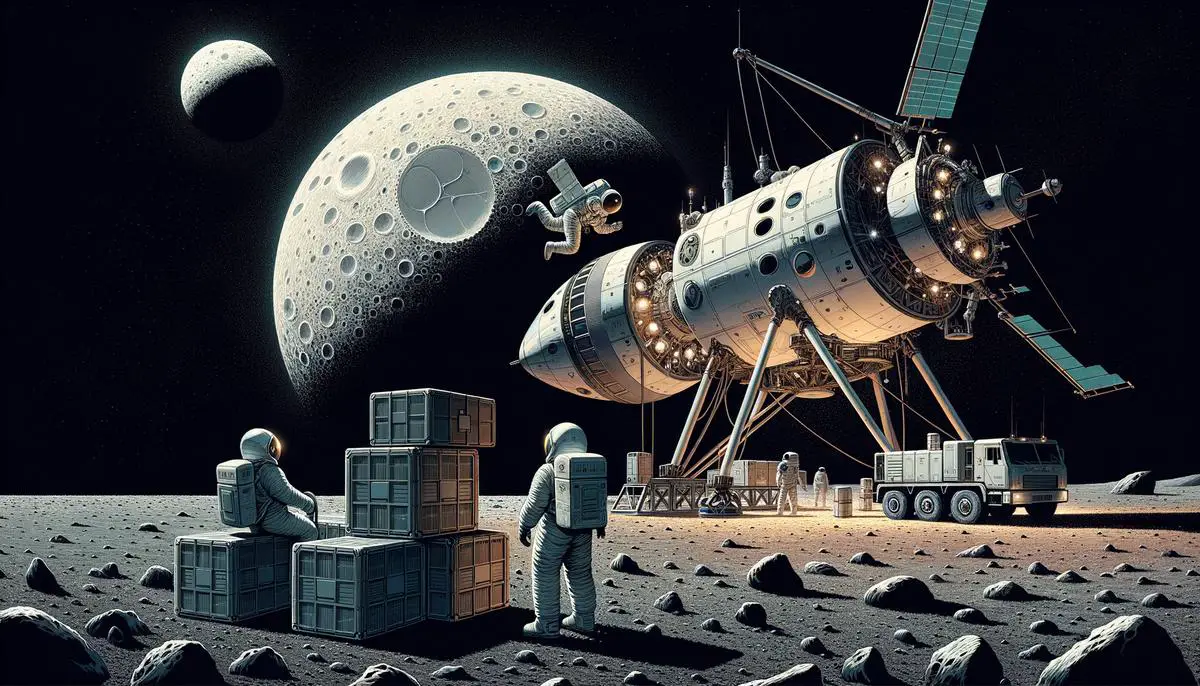 Illustration showing Starship's role in NASA's Artemis program, including lunar orbit refueling and surface landings