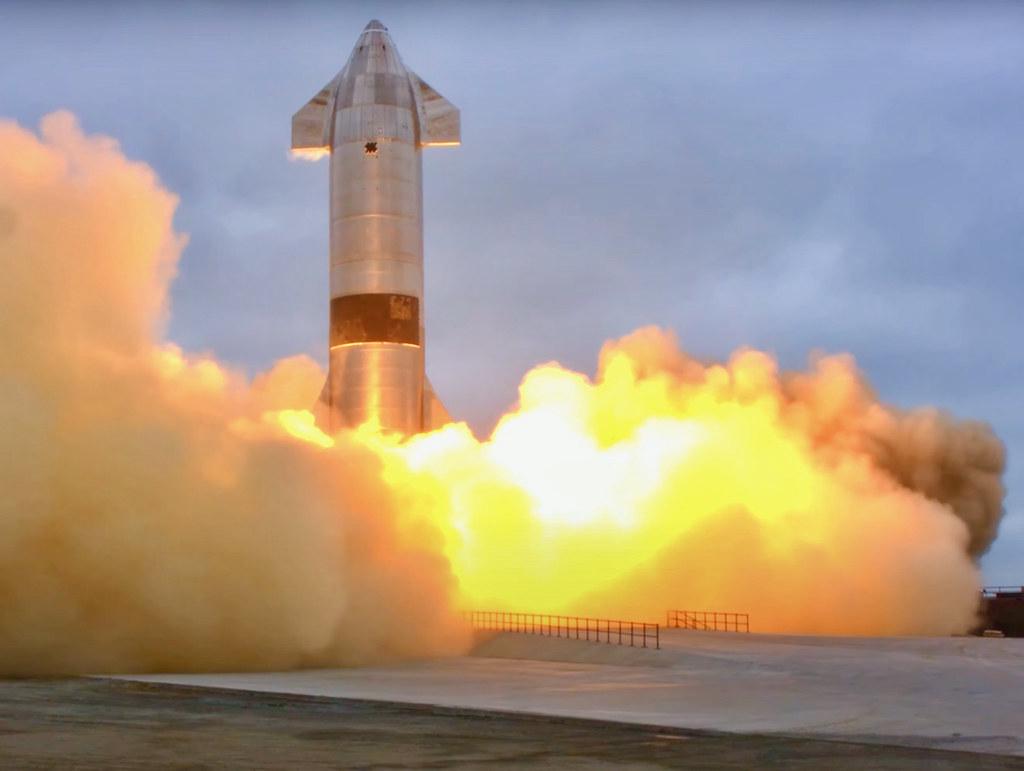 SpaceX Starship on the Orbital Launch Mount at Boca Chica, Texas