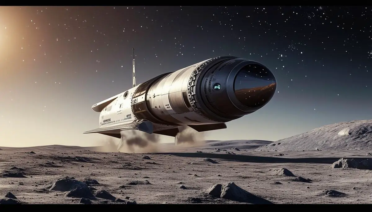 Artistic rendering of SpaceX's Starship spacecraft landing on the lunar surface