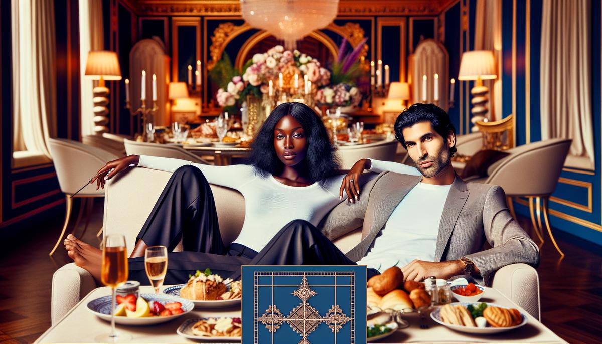 A Taurus couple enjoying a cozy, luxurious home setting