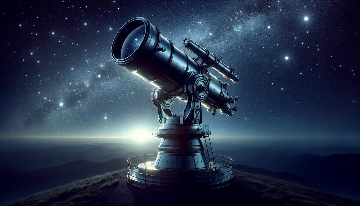 A telescope looking up at the night sky