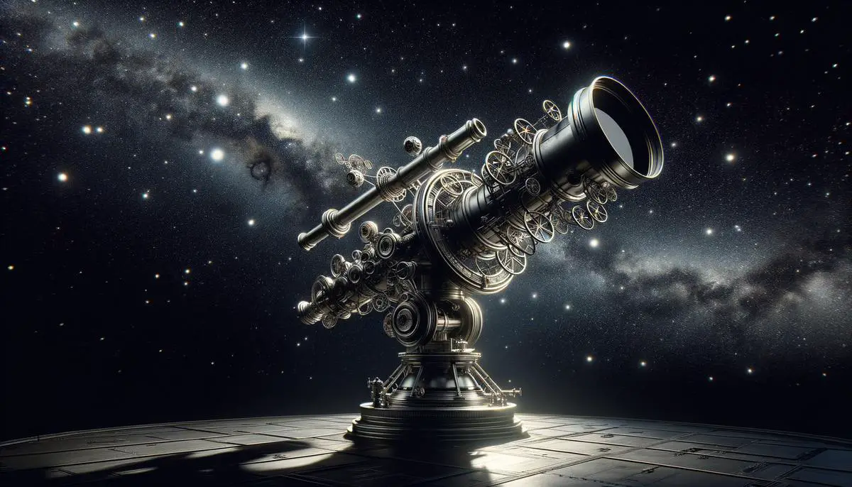 Image of a telescope under the night sky, symbolizing adventure and exploration