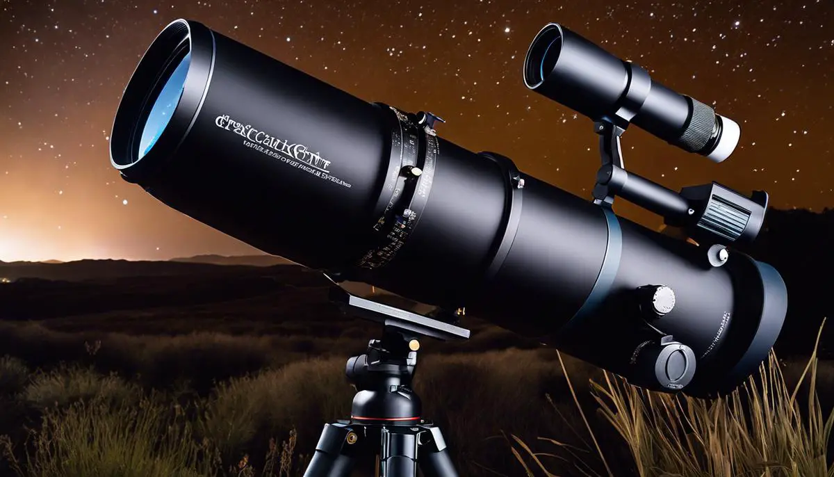 Image of an affordable educational telescope displaying the night sky with stars and galaxies.