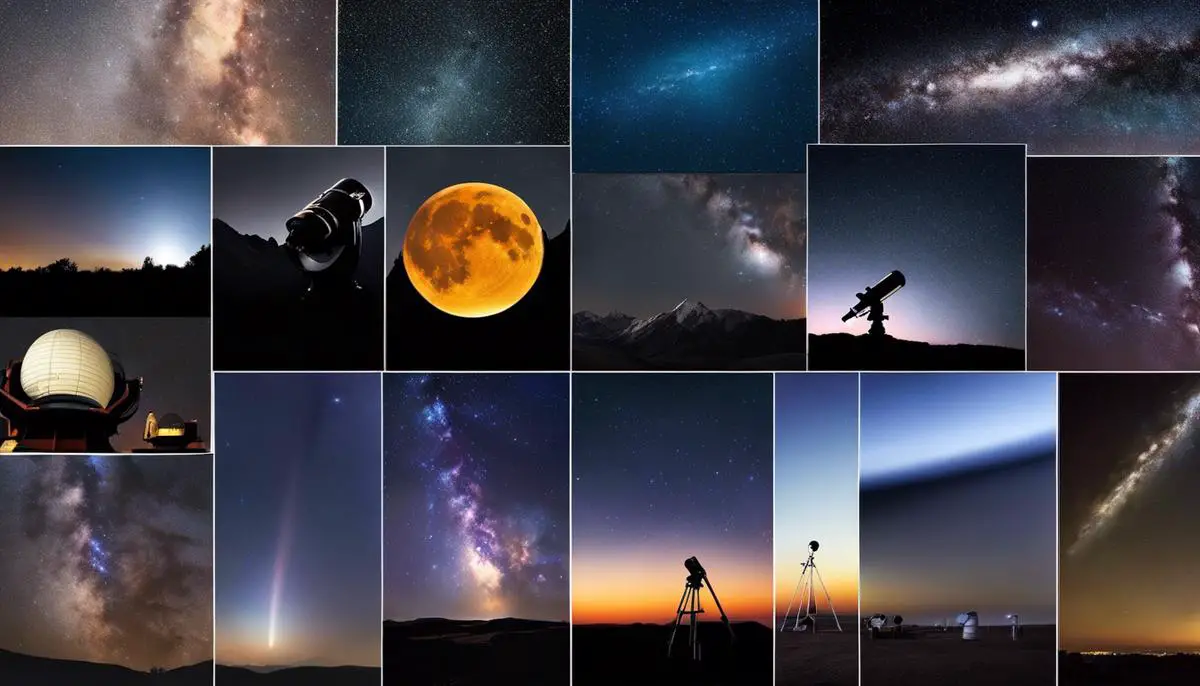 A collage of different telescopes against a night sky, representing the top-rated telescopes for various budgets.