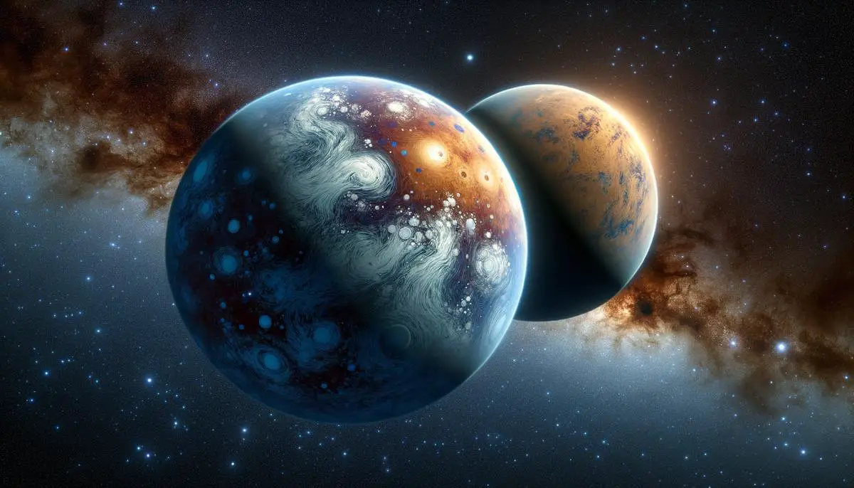 Artist's conception of TRAPPIST-1e and K2-18b in their respective star systems