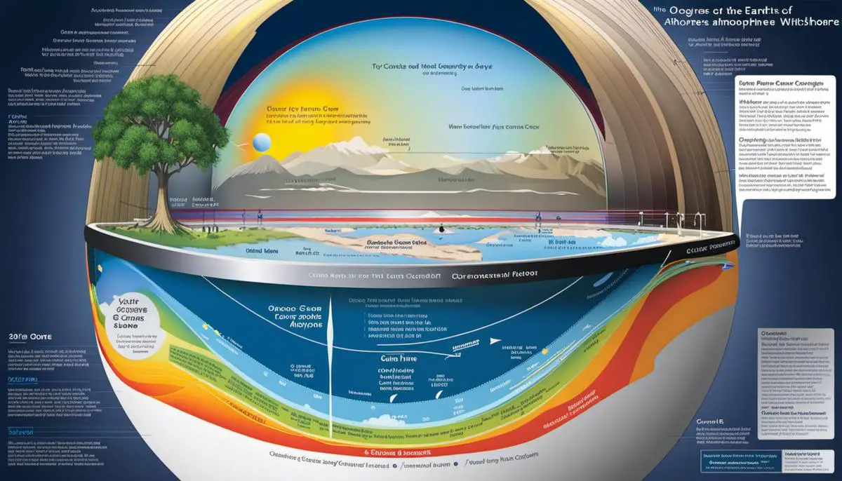 A diagram depicting the layers of the Earth's atmosphere with a focus on the ozone layer.